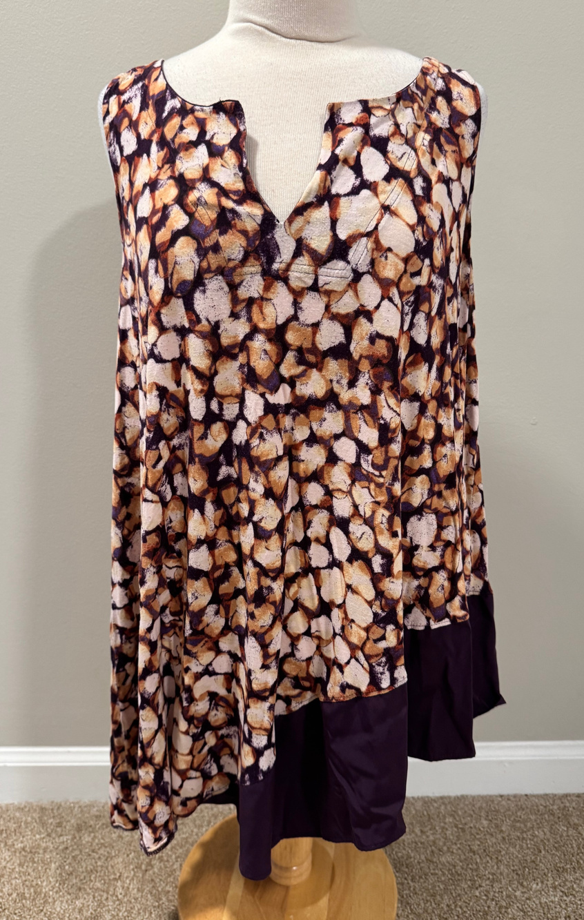 Womens size Large Simply Vera Wang Abstract Pebble Artistic Tunic Tank Asymmetri